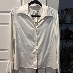 Worthington Petite Stretch White Button-Up Blouse Size 10P